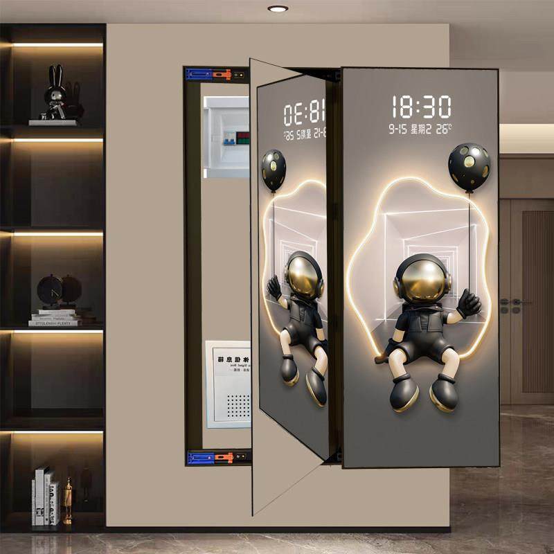 隐藏镜子电箱装饰画遮挡强弱电箱信号箱壁带钟表全身镜穿衣镜挂画