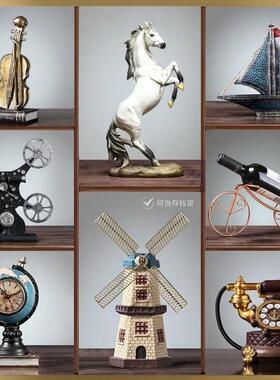 复古小摆件创意家居客厅玄关欧式酒柜柜子装饰品书架书柜摆设