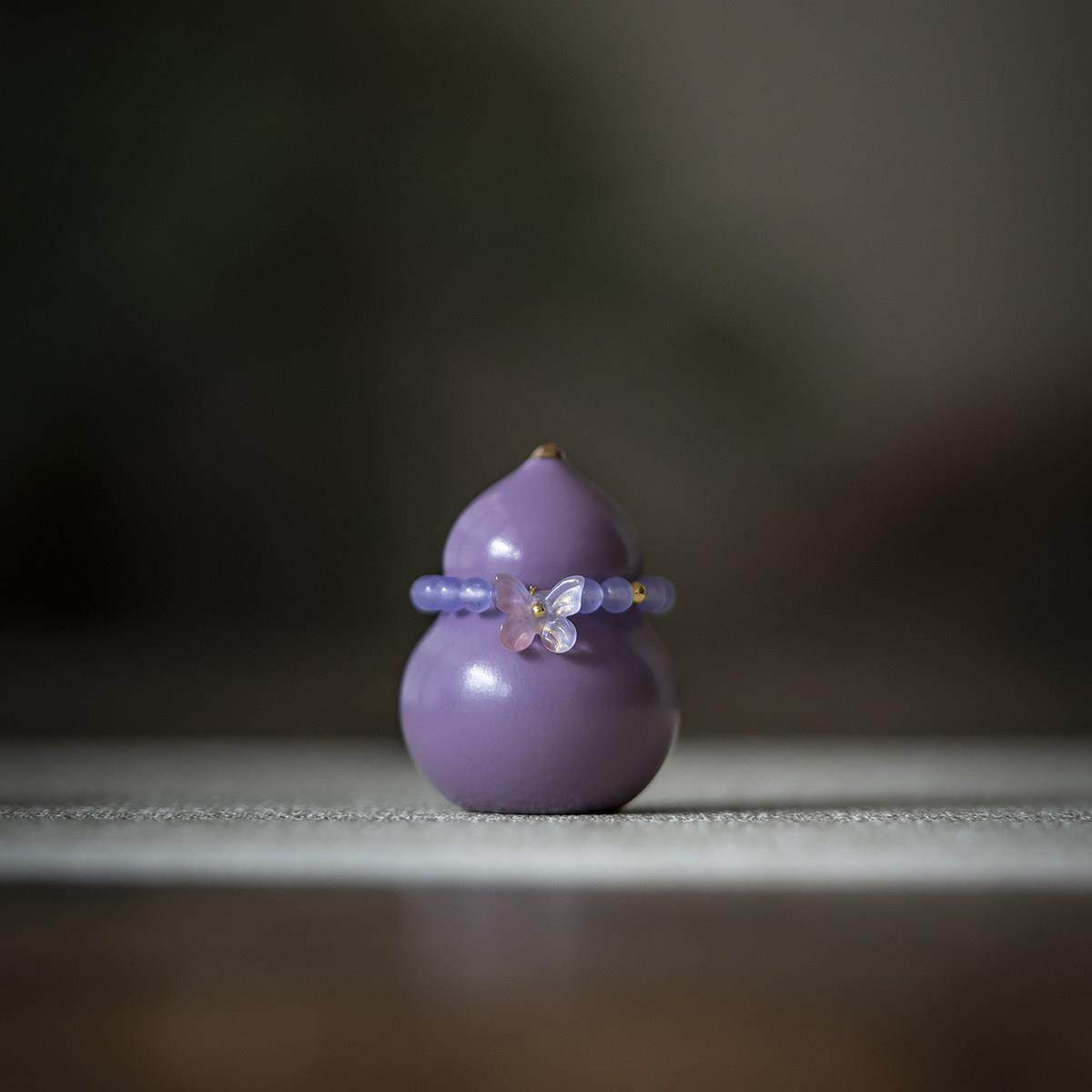 叶屿新中式创意蝴蝶挂件葫芦摆件手作葫芦茶宠摆件茶道配件茶具