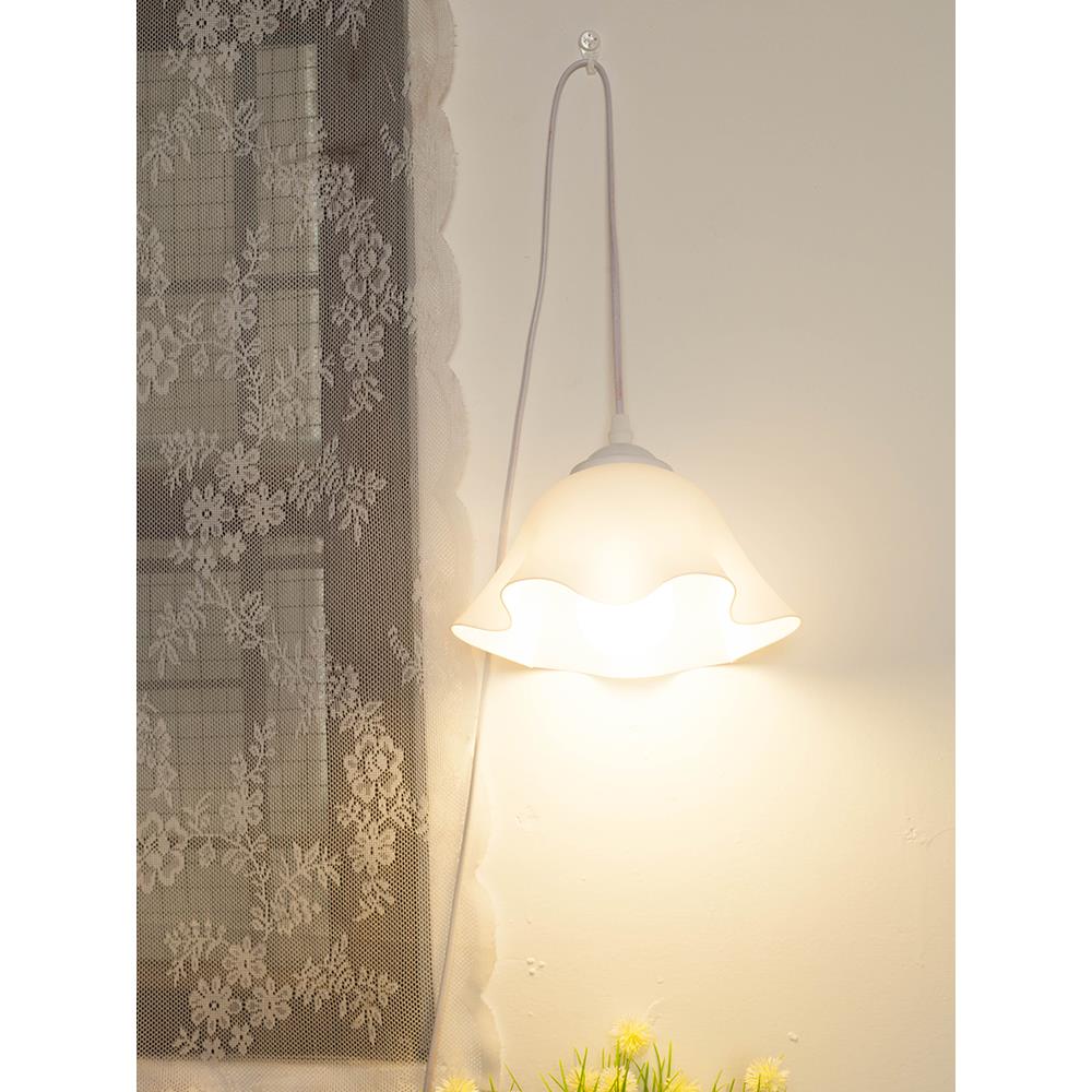 心灯花朵插电吊灯床上用悬挂宿舍上铺床头灯小夜灯挂灯寝室灯学习