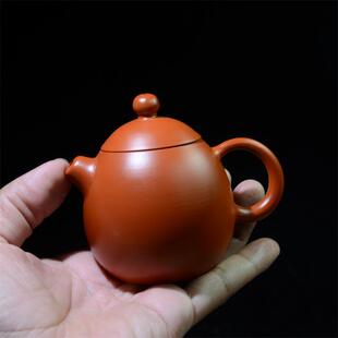 龙蛋壶潮州章氏朱泥纯全手工手拉壶潮汕紫砂壶家用小号工夫泡茶壶