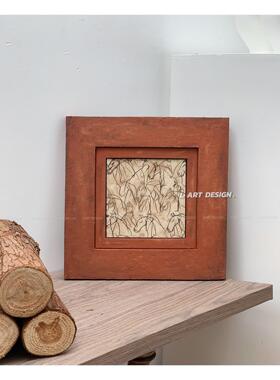 L ART 橙色轻中古手绘立体木雕装饰画 画马元素样板房客厅电表箱