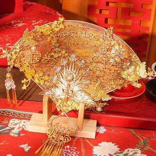 团扇新娘婚礼扇子DIY材料包手工制作嫁接新娘重工业秀和服装汉代