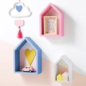 儿童房置物架墙面装 饰木质壁挂墙上组合柜家居创意小房子收纳搁板