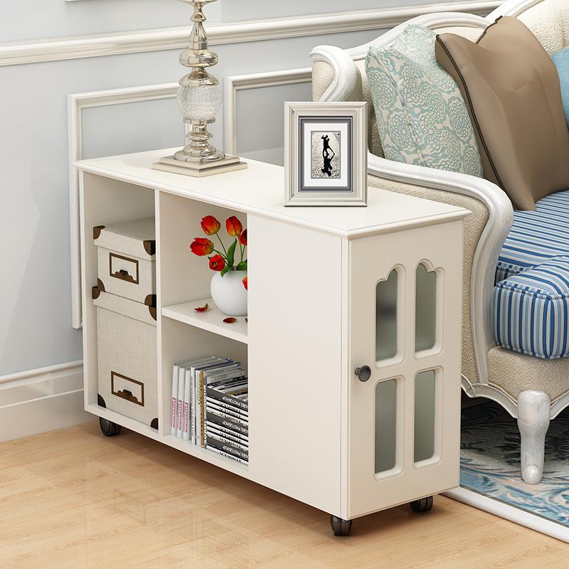 欧式沙发边几简约风格茶几金丝柚玻璃门可定制边柜 经济型收纳家