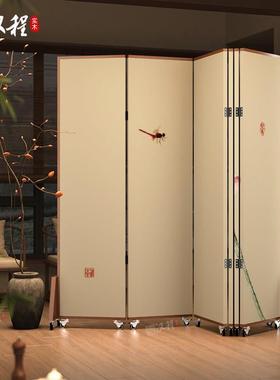 新中式屏风卧室客厅隔间墙进门入户玄关遮挡折叠可移动简易带滑轮