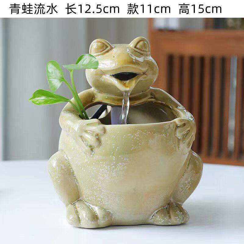 陶瓷喷泉小型流水循环招财摆件创意玄关招财桌面办公室流水装饰品 - 华华 工厂出品