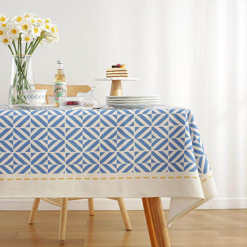高端桌布长方形北欧ins风蓝色餐桌布艺轻奢高级感茶几桌布彷棉麻