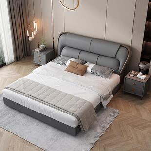 皮床现代简约1.8*2m双人大床科技布床主卧高端大气婚床轻奢布艺床
