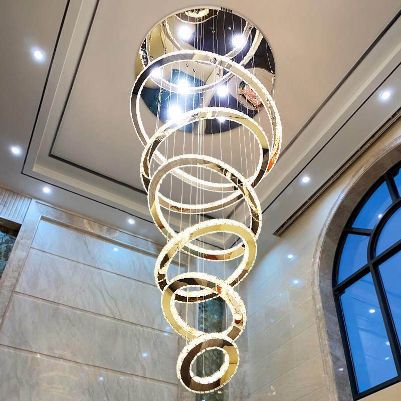 别墅复式楼水晶大吊灯挑高客厅灯现代轻奢中空loft公寓主灯楼中楼,家装灯饰光源,LOFT/复式住宅/楼梯吊灯,淘宝优惠券,粉丝福利购,淘宝优惠卷