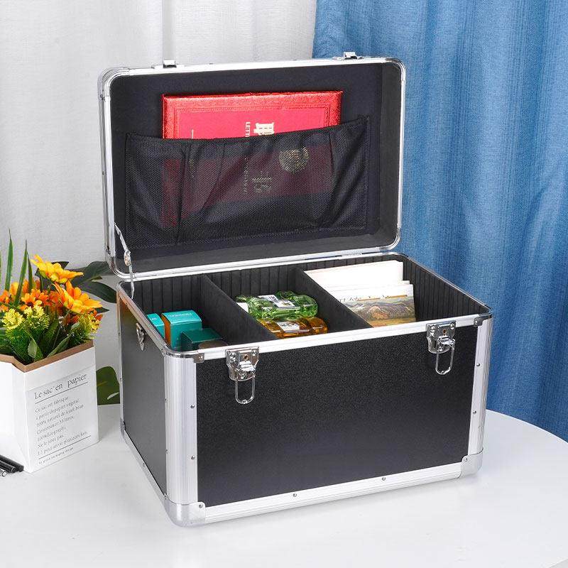 带钥匙锁的收纳盒铝框存钱罐带锁储物工具保险箱手提