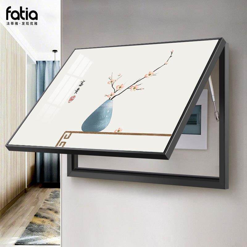 新中式遮电表箱的装饰画 画推拉式免打孔遮挡箱大尺寸定制配电箱