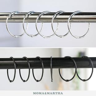 默玛304不锈钢金属圆形黑银浴帘挂钩窗帘环圈大圆环挂环浴帘配件