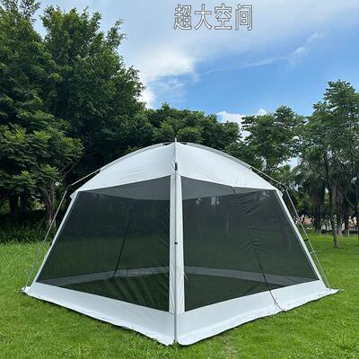 户外加厚天幕凉棚遮阳防晒超大野外凉亭庭院休闲帐篷银胶防蚊网纱