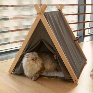 猫窝帐篷夏季 泰迪猫咪室内屋 凉席宠物窝狗窝可拆洗四季 通用封闭式
