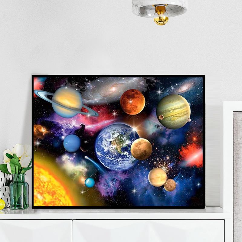 风景钻石画2024新款星球太阳系手工砖石贴画5d贴钻十字绣卧室满钻
