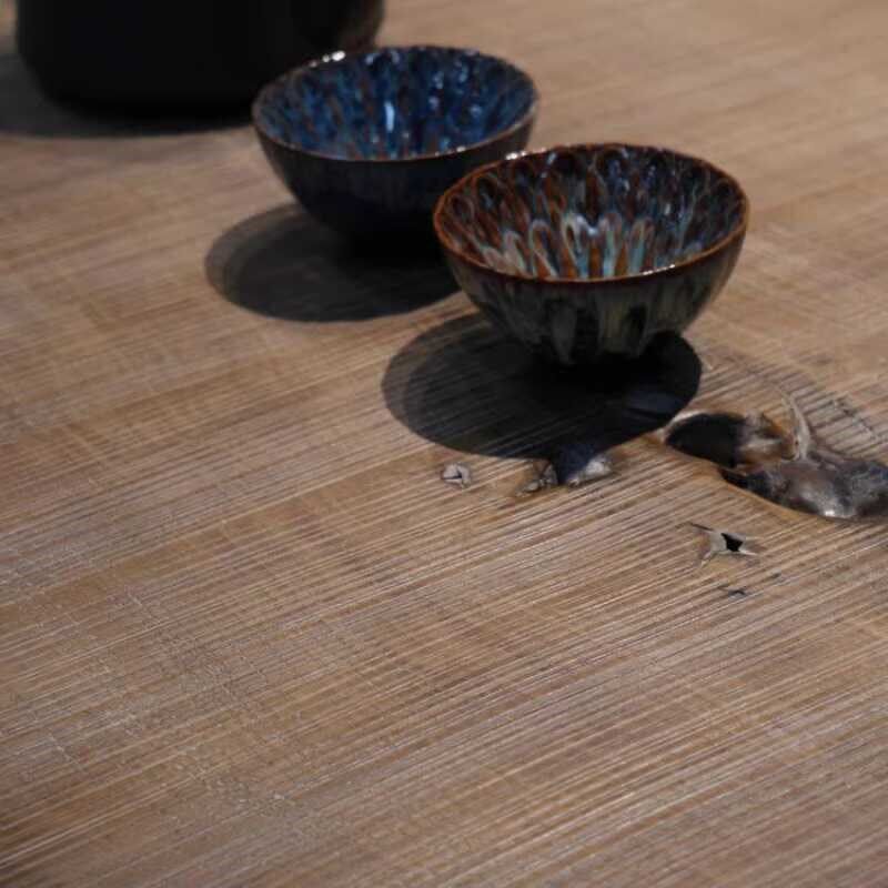 侘寂风古典原木茶桌复古做旧自然面装饰展示长桌民宿实木餐桌茶台