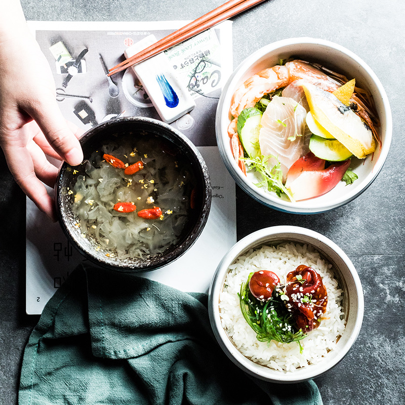 创意日式小碗米饭碗 燕窝碗木瓜雪耳碗 尖脚圆钵碗家用餐具陶瓷碗