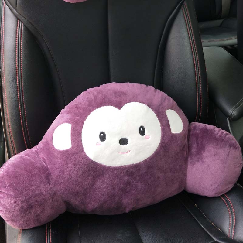 汽车靠垫腰垫司机座椅腰靠头枕车载靠背垫腰托护腰枕车豆豆猴卡通