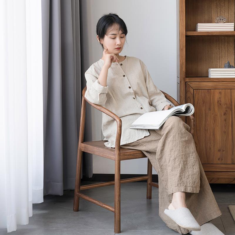 新中式圈椅实木太师椅老榆木禅意仿古官帽椅主人椅子简约茶椅家具