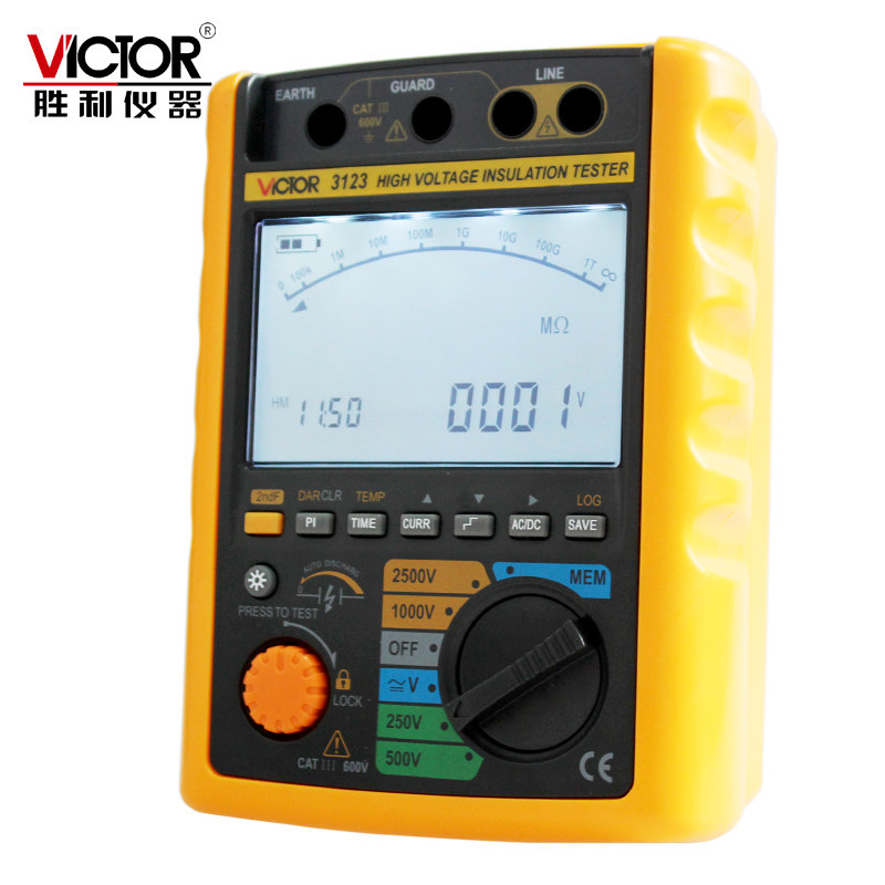 胜利  数字绝缘电阻测试仪VC3123  高压兆欧表 摇表 250V/2500V