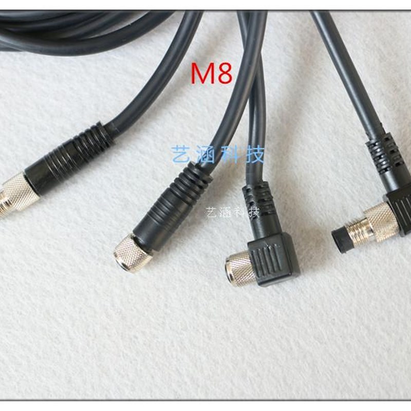 连接器M8直/弯头航空插头3芯4芯5芯6芯8公头/母头传感器带线防水