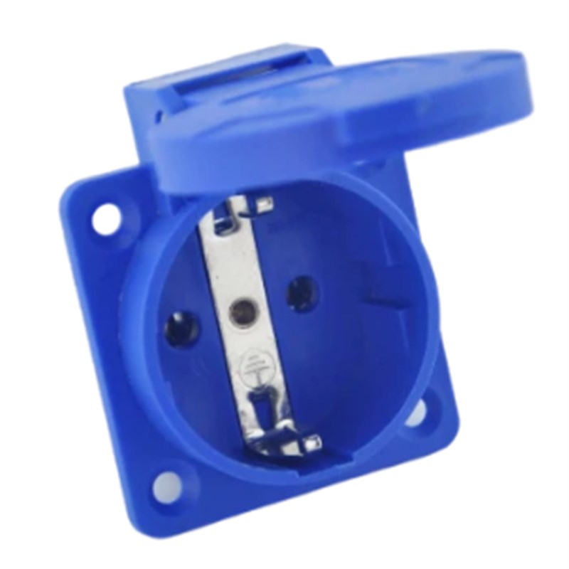 防水IP44明装座子航空2圆孔带盖工业插座欧标2芯16A 2P+E 220V 6h