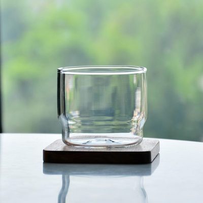 可叠放水杯简约可微波炉加热创意咖啡杯轻薄高硼硅玻璃耐高温透明