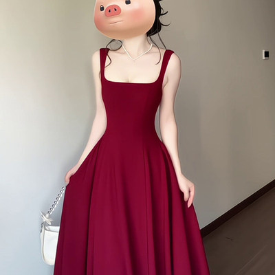【赠运费险】红色吊带连衣裙女