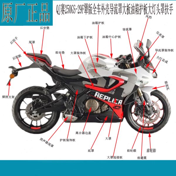 犟版赛250GS-29F全车外壳导流罩大板油箱护板大灯头罩扶手仪表罩