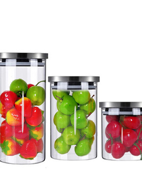 样板房厨房台面摆件杂粮罐密封玻璃罐储物罐组合家居软装装饰品