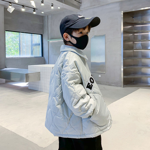 男童初冬夹棉外套2024新款儿童冬装洋气薄绒棉服中大童加厚棉衣潮