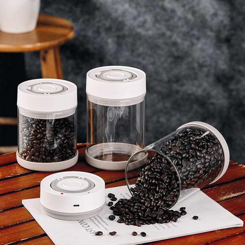 电动抽真空密封罐咖啡豆保存罐单向排气玻璃咖啡粉便携养豆储存罐