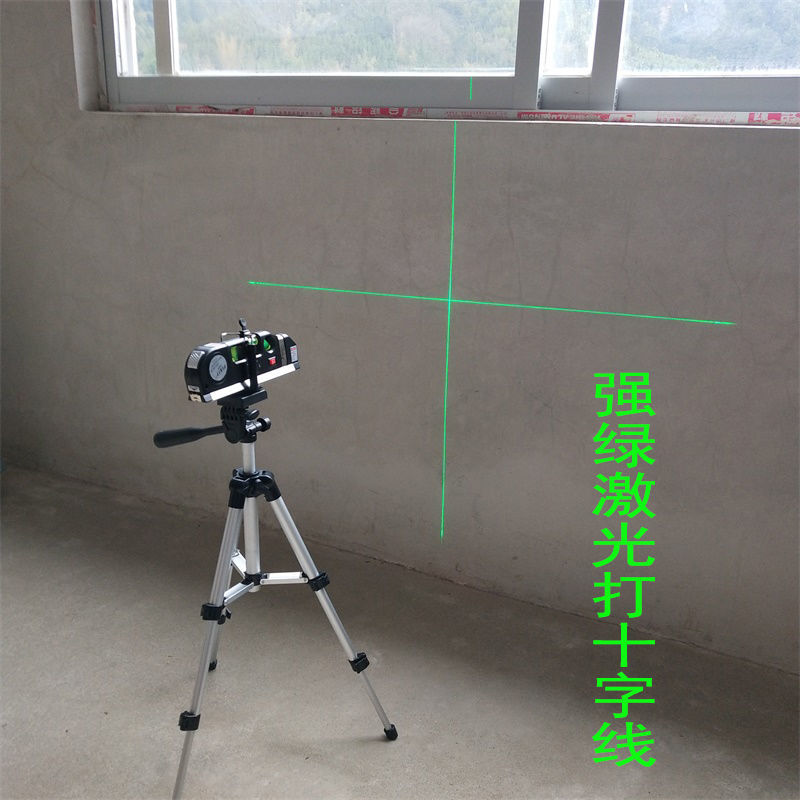 带强磁小型绿激光水平仪十字红外二线平水卷尺架子工空调打线定位