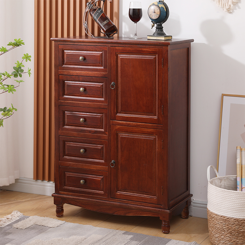 斗柜实木美式收纳储物柜客厅靠墙小柜子餐边柜卧室小型玄关置物柜