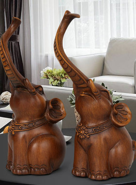 简约大象摆件一对客厅隔断柜电视柜装饰品家居工艺品摆设乔迁送礼