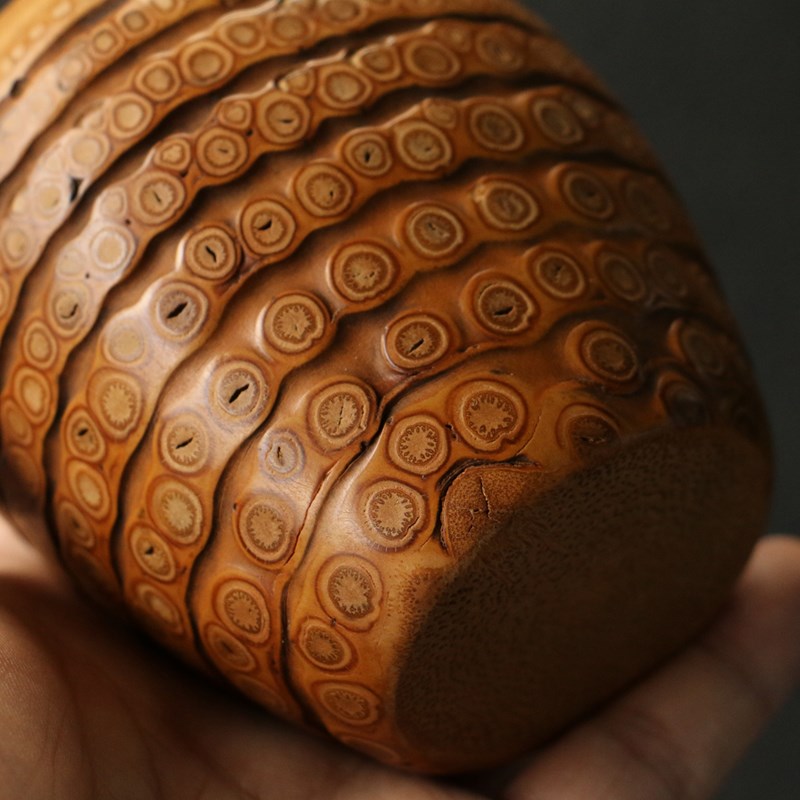 精品纯手工制作天然满钉老竹根公道杯竹制茶道茶具茶杯摆件茶宠