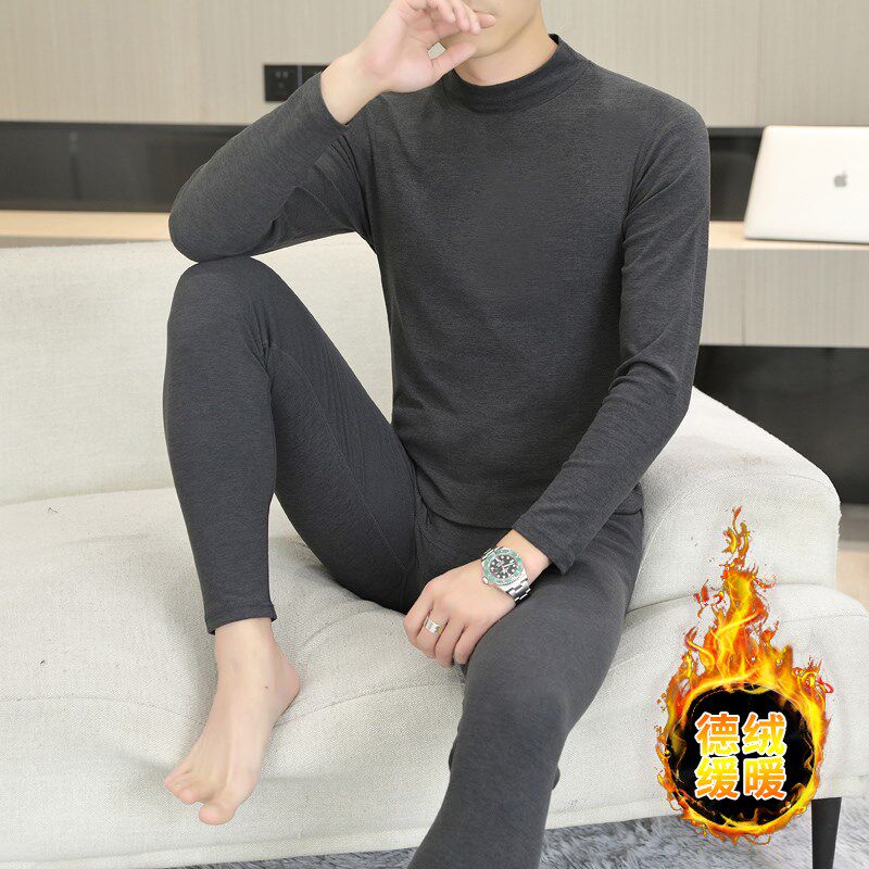 本命年保暖内衣套装男士蛇年中老年人酒红色衣服男款德绒秋衣秋裤