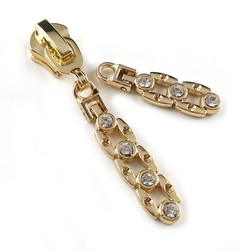 可拆卸衣服替换挂饰带钻拉锁吊坠羽绒服金色拉链头包包行李箱配件