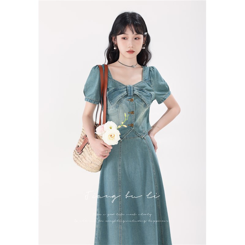 江不离【显瘦好搭】法式复古牛仔半身裙套装女2024新款设计感上衣