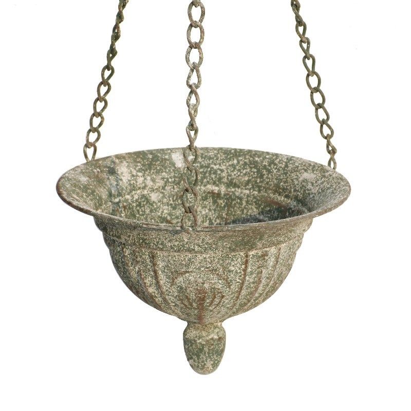 爱上花园丨园艺杂货 铁艺做旧复古铅绿帽子吊盆 草花套盆 无底孔