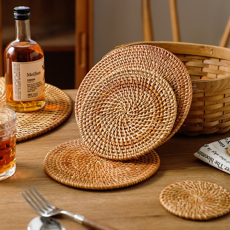 舍里手工藤编茶壶垫杯垫托隔热垫子餐桌垫家用防烫耐高温锅垫碗垫