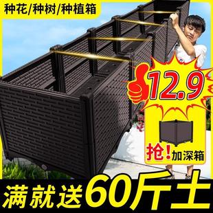 种菜专用箱蔬菜种植箱家庭阳台种菜盆楼顶塑料花盆特大户外花箱