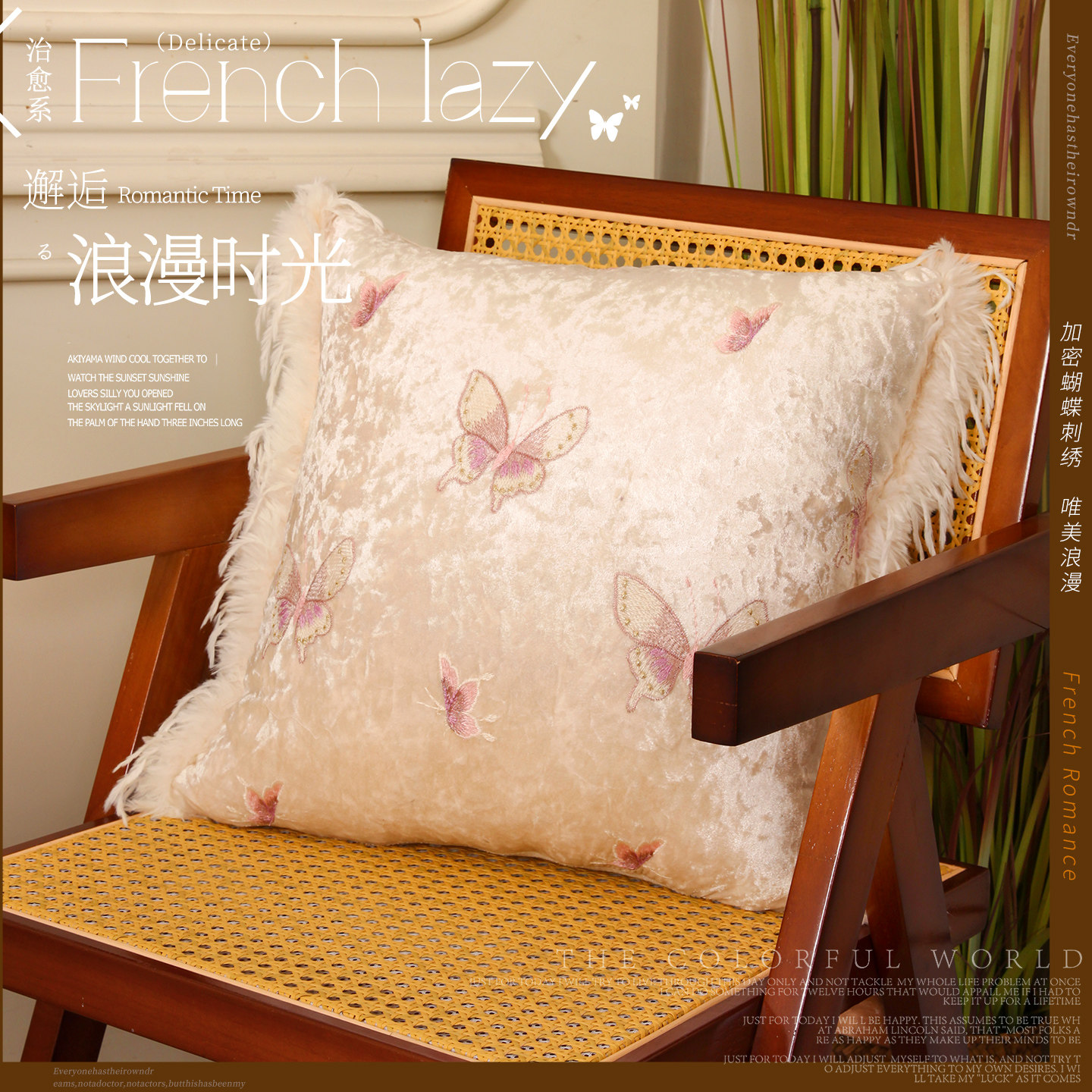 法式高级蝴蝶抱枕公主风