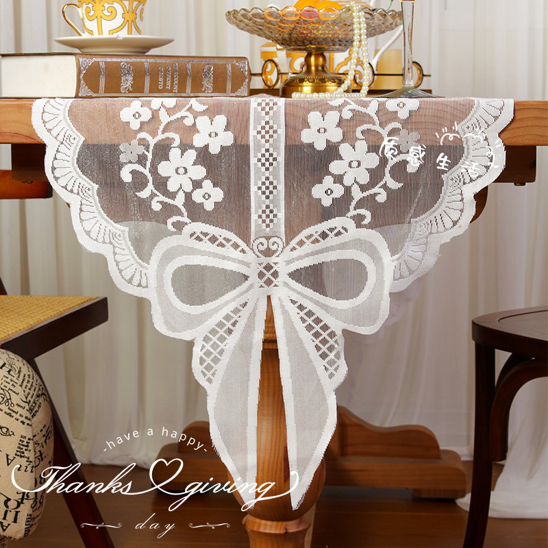法式蝴蝶结桌旗盖巾茶几台餐垫布轻奢高级感冰箱电视柜多用途防尘