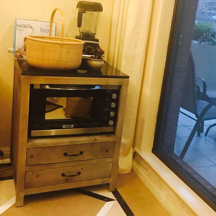 美式实木餐边柜现代简约厨房柜子储物柜多功能客厅烤箱柜微波炉柜