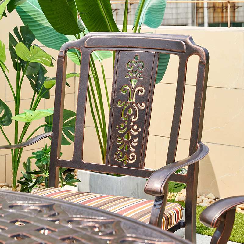 高端铸铝椅子铁艺户外餐椅凳子靠背单椅休闲室外庭院阳台家用椅子