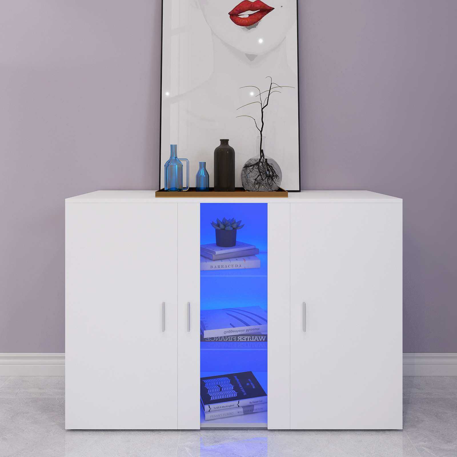 现代简约客厅展示柜餐柜 厨房LED置物储物柜 小户型储物柜餐桌