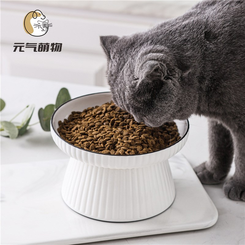 猫咪陶瓷碗猫碗宠物专用大号高脚猫粮食盆保护颈椎狗盆加菲猫宽口