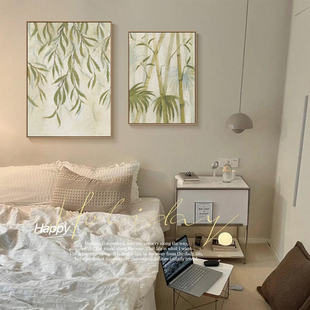 日式原木风客餐厅装饰画侘寂风肌理感挂画新中式沙发背景墙壁摆画